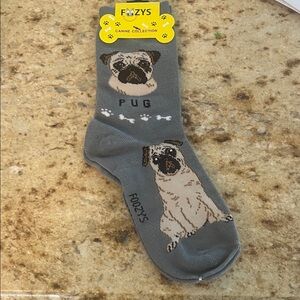 Foozys Gray Pug Dog Socks